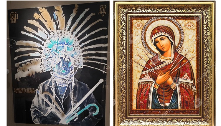 В аэропорту Киева устроили выставку кощунственных «икон» Богородицы